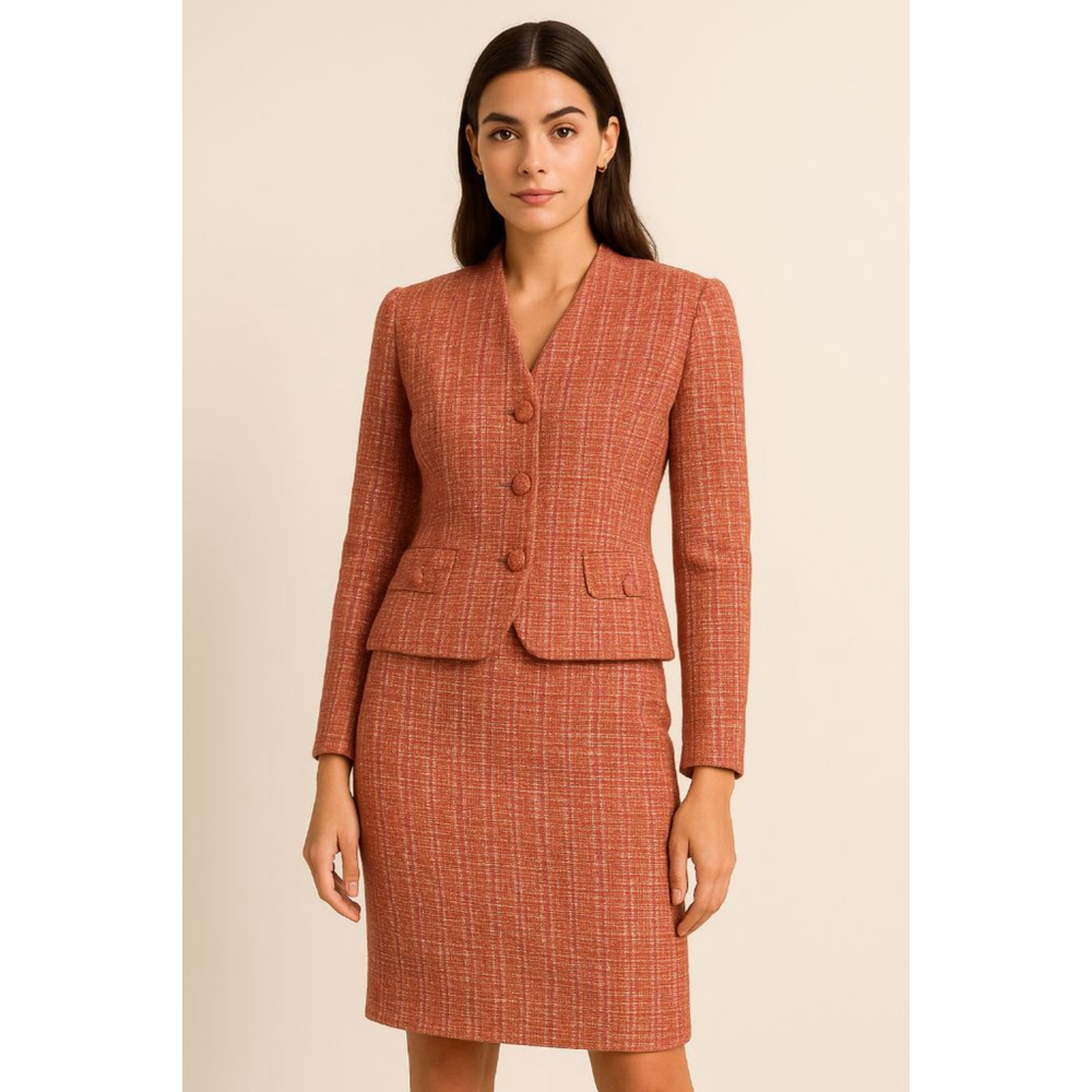 Women's Talbots Pencil Skirt Orange Tweed